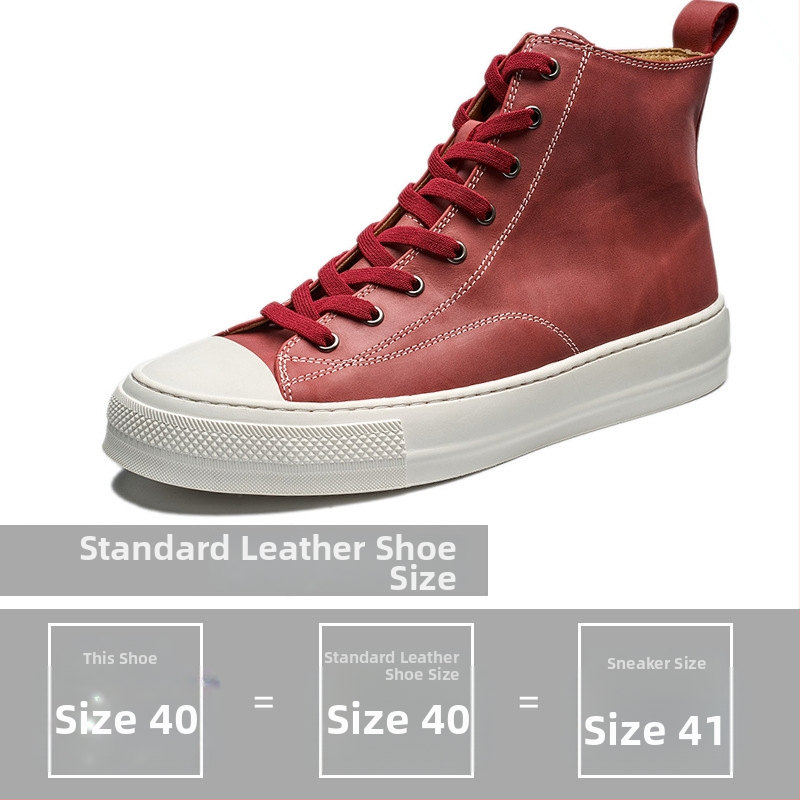 Ανδρικά δερμάτινα sneakers με μεσαίο ύψος, καλοκαιρινά, σε στυλ Κορεάτικο; Άνω μέρος: δέρμα πρώτης κατηγορίας; Σόλα: καουτσούκ; Ύψος: χαμηλό (1-3 cm); Κλείσιμο: κορδόνια; Χαρακτηριστικά: διαπνοή, ανθεκτικότητα, απορρόφηση κραδασμών