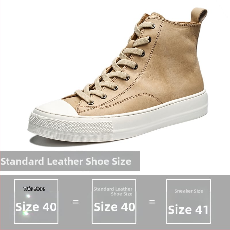 Ανδρικά δερμάτινα sneakers με μεσαίο ύψος, καλοκαιρινά, σε στυλ Κορεάτικο; Άνω μέρος: δέρμα πρώτης κατηγορίας; Σόλα: καουτσούκ; Ύψος: χαμηλό (1-3 cm); Κλείσιμο: κορδόνια; Χαρακτηριστικά: διαπνοή, ανθεκτικότητα, απορρόφηση κραδασμών