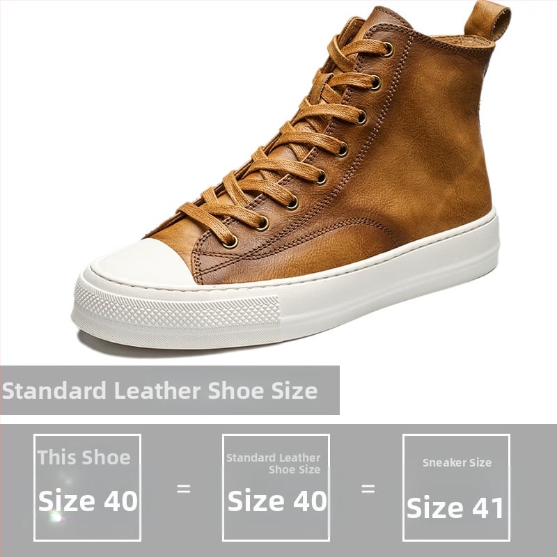 Ανδρικά δερμάτινα sneakers με μεσαίο ύψος, καλοκαιρινά, σε στυλ Κορεάτικο; Άνω μέρος: δέρμα πρώτης κατηγορίας; Σόλα: καουτσούκ; Ύψος: χαμηλό (1-3 cm); Κλείσιμο: κορδόνια; Χαρακτηριστικά: διαπνοή, ανθεκτικότητα, απορρόφηση κραδασμών