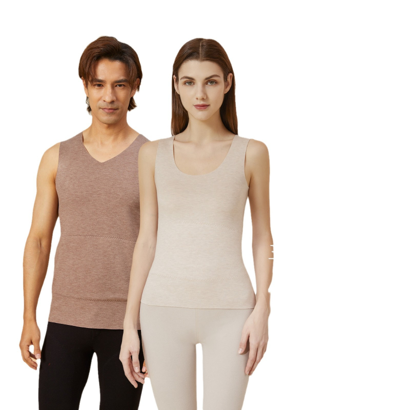 Vestă termică din material acrilic, cald, fără cusături, guler rotund