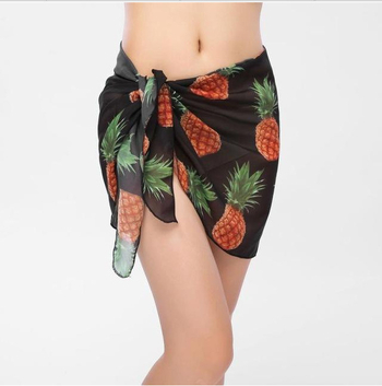 Dámska šifónová wrap sukňa s potlačou, nepravidelný strih, viac ako 95% polyester