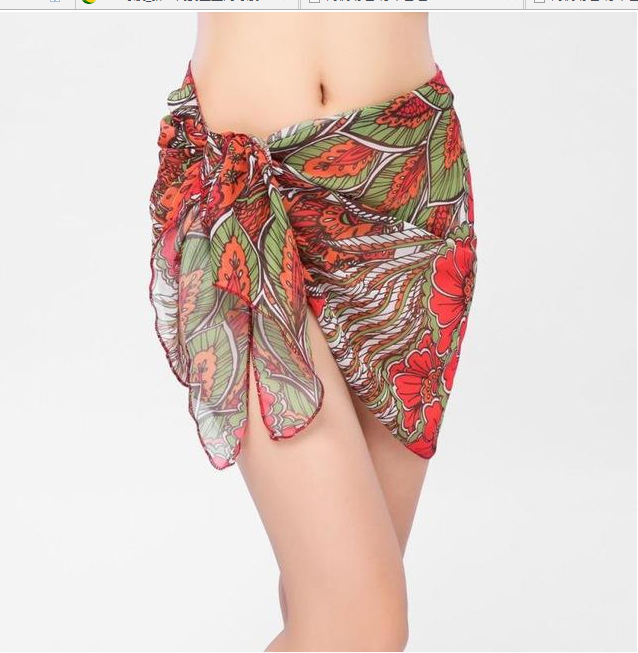 Dámska šifónová wrap sukňa s potlačou, nepravidelný strih, viac ako 95% polyester