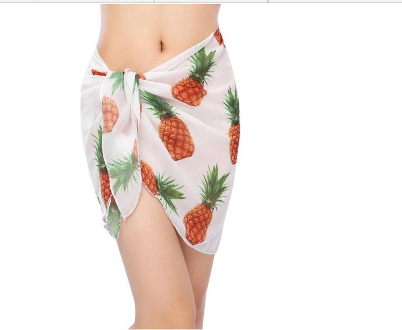 Dámska šifónová wrap sukňa s potlačou, nepravidelný strih, viac ako 95% polyester