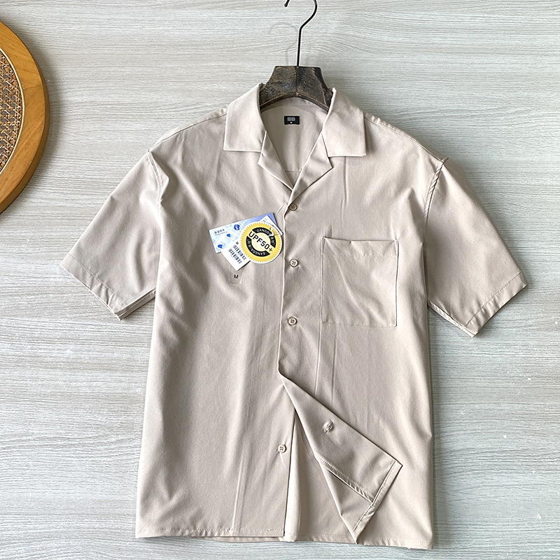 Ανδρικό πουκάμισο με Κουβανικό γιακά, Κοντά Μανίκια, UPF50+, Ταχείας αποξήρανσης, Διαπνέον