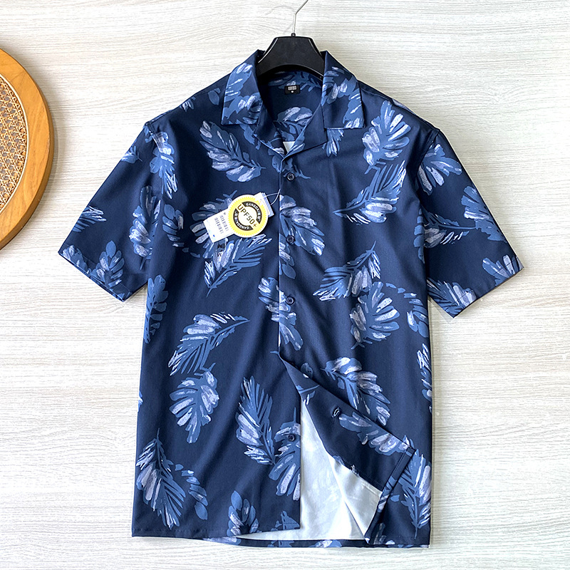 Ανδρικό πουκάμισο με Κουβανικό γιακά, Κοντά Μανίκια, UPF50+, Ταχείας αποξήρανσης, Διαπνέον