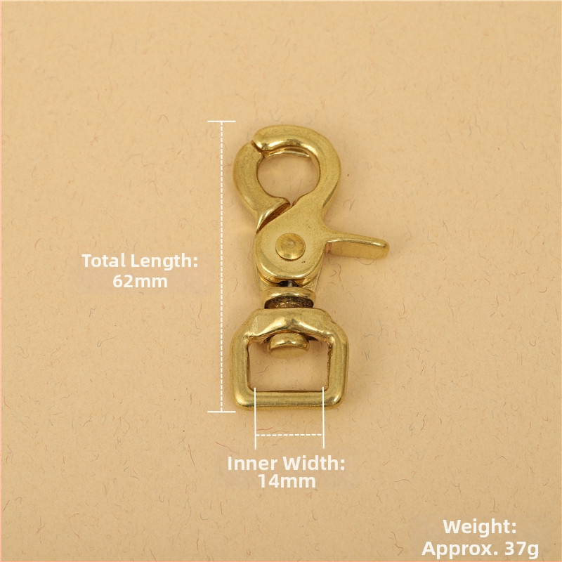 Mosadzné príslušenstvo na batožinu BLX-004: séria BLX, značka Smooth Xing, dog buckle, štvorcový spodný reťazový hák, lobster clasp, ručne vyrobené kožené doplnky na batožinu