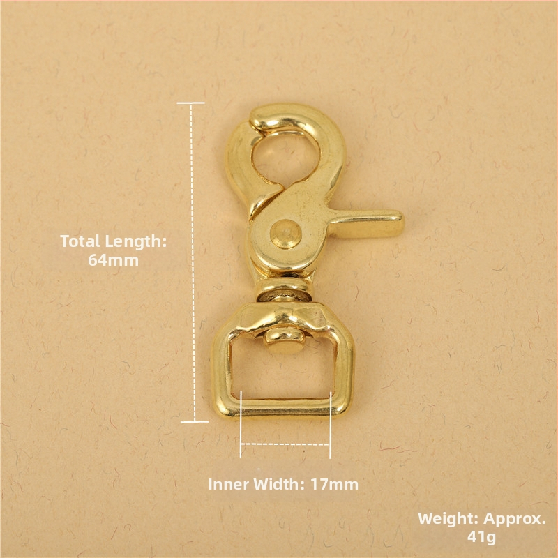 Mosadzné príslušenstvo na batožinu BLX-004: séria BLX, značka Smooth Xing, dog buckle, štvorcový spodný reťazový hák, lobster clasp, ručne vyrobené kožené doplnky na batožinu