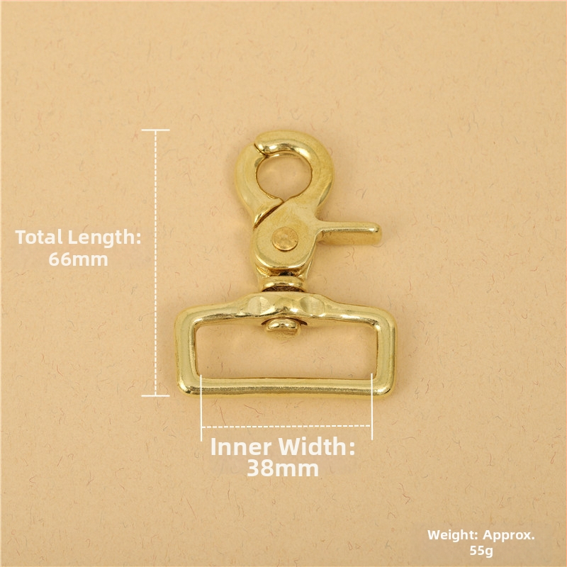 Mosadzné príslušenstvo na batožinu BLX-004: séria BLX, značka Smooth Xing, dog buckle, štvorcový spodný reťazový hák, lobster clasp, ručne vyrobené kožené doplnky na batožinu