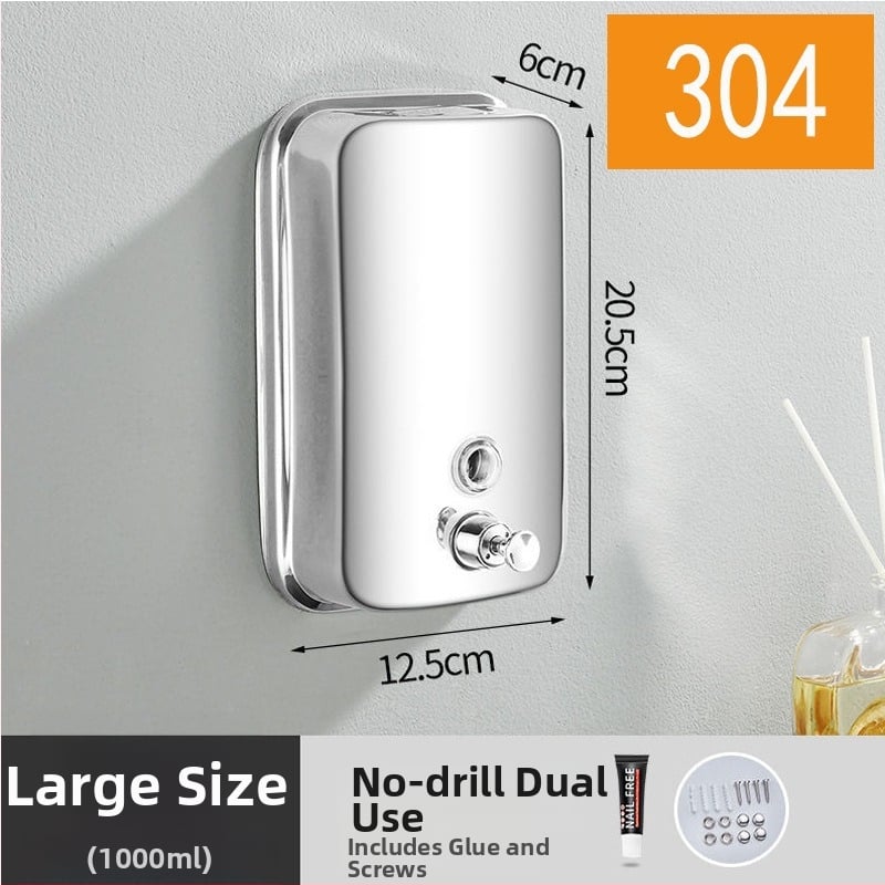 304 rozsdamentes acél szappanadagoló, falra szerelhető, kézi nyomásos működés, 200 g, Youtuo