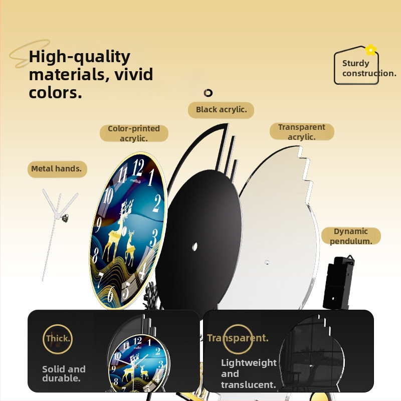 Mestida nástenné hodiny – nordický štýl, ukazovacie zobrazenie, plynulý pohyb sekundovej ručičky, kryt z akrylu, ciferník z organického skla (akryl), napájanie batériou