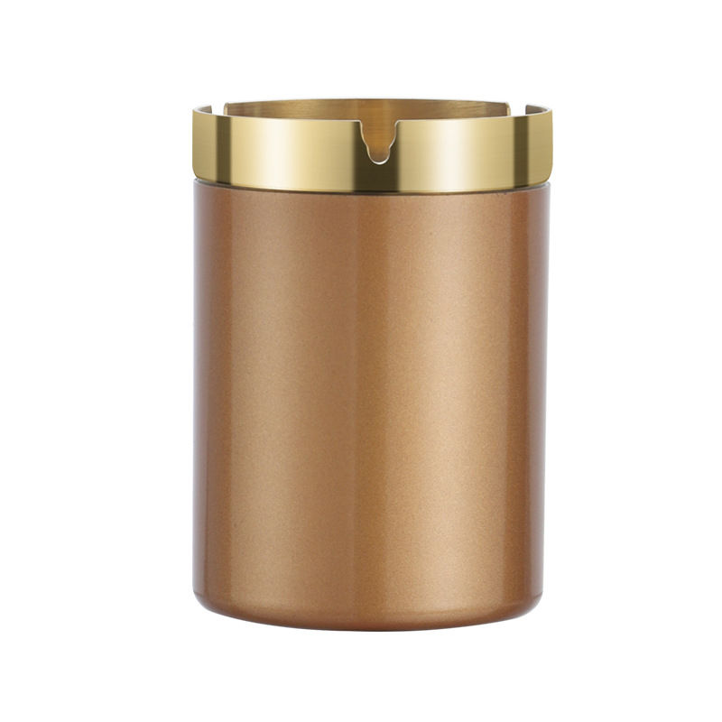 Пепелник с форма на фуния от неръждаема стомана – модерен минималистичен дизайн, за дом, офис или кола; печатано лого; подходящ за подарък