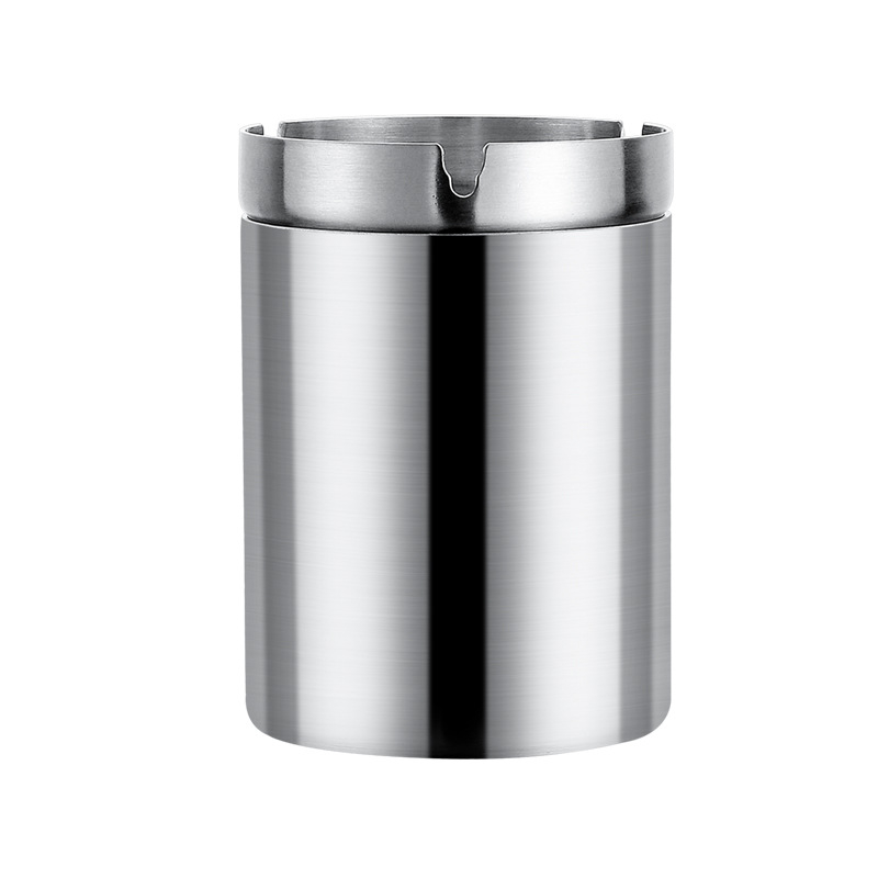 Пепелник с форма на фуния от неръждаема стомана – модерен минималистичен дизайн, за дом, офис или кола; печатано лого; подходящ за подарък