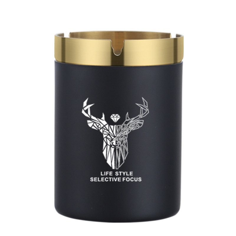 Пепелник с форма на фуния от неръждаема стомана – модерен минималистичен дизайн, за дом, офис или кола; печатано лого; подходящ за подарък