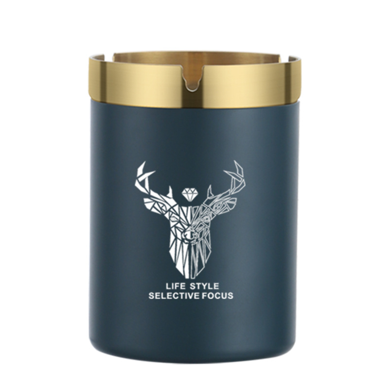 Пепелник с форма на фуния от неръждаема стомана – модерен минималистичен дизайн, за дом, офис или кола; печатано лого; подходящ за подарък