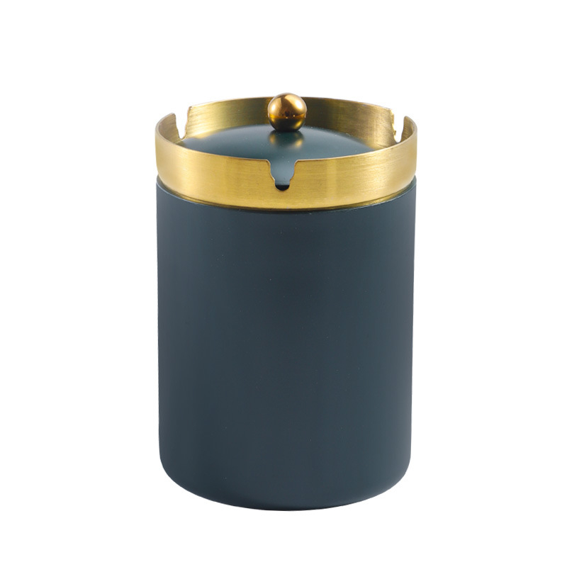 Пепелник с форма на фуния от неръждаема стомана – модерен минималистичен дизайн, за дом, офис или кола; печатано лого; подходящ за подарък