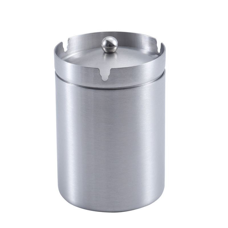 Пепелник с форма на фуния от неръждаема стомана – модерен минималистичен дизайн, за дом, офис или кола; печатано лого; подходящ за подарък