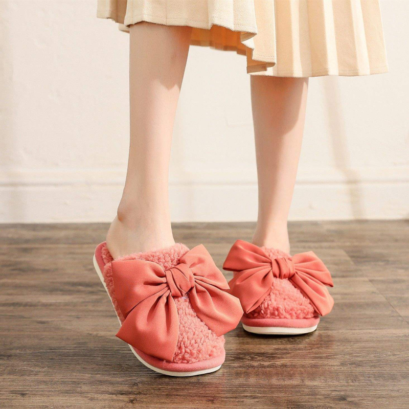 Дамски памучни плюшени чехли за вътрешно ползване, нехлъзгаща гумена подметка, минималистичен стил, дебелина на подметката 0–3 cm, Пролет 2024