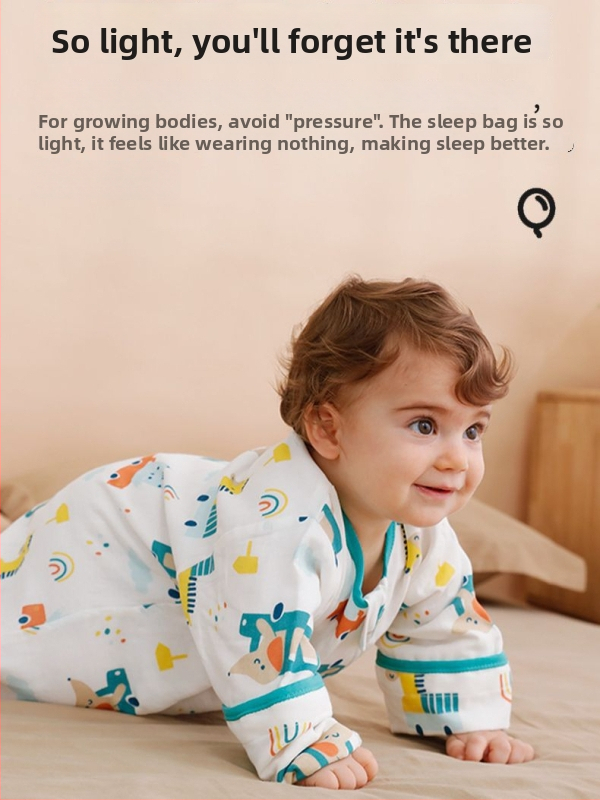 Bejbi spavaći vreć za bebe, omotnica-stil, vanjski materijal gaze, podstava i punilo od čiste pamuka, odvojivi rukavi, duljina 80 cm, pogodan za sve sezone