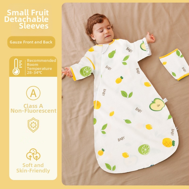 Bejbi spavaći vreć za bebe, omotnica-stil, vanjski materijal gaze, podstava i punilo od čiste pamuka, odvojivi rukavi, duljina 80 cm, pogodan za sve sezone