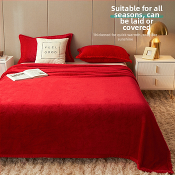 Pătură din fleece coral, culoare solidă, potrivită pentru primăvară și toamnă, personalizabilă, stil simplu și modern