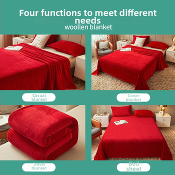 Pătură din fleece coral, culoare solidă, potrivită pentru primăvară și toamnă, personalizabilă, stil simplu și modern