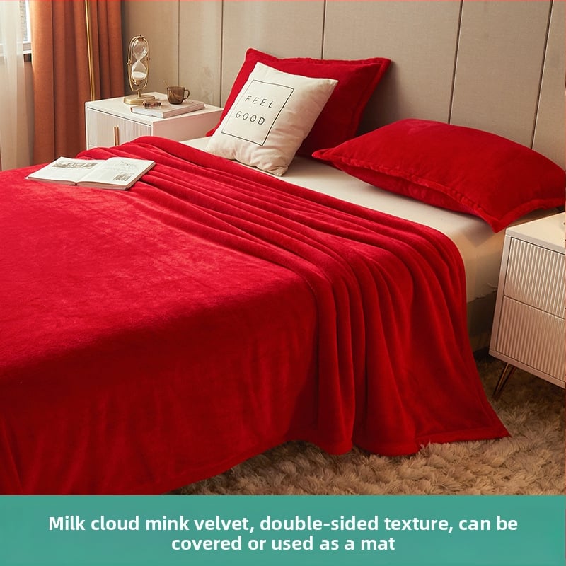 Pătură din fleece coral, culoare solidă, potrivită pentru primăvară și toamnă, personalizabilă, stil simplu și modern