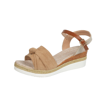 Sandale goale cu deget în formă de gură de pește, partea superioară din țesătură, căptușeală PU, talpă din cauciuc, toc tip wedge 3-5 cm, grosimea talpă 5,5