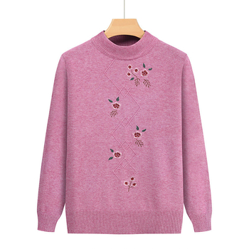 Пуловер с полувисока яка, памук-смесена тъкан, дълги ръкави, полиестер до 30%, пролет 2024, китайски стил, литературно ретро