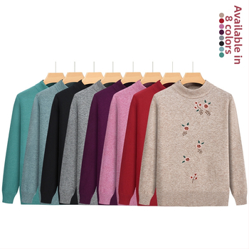 Пуловер с полувисока яка, памук-смесена тъкан, дълги ръкави, полиестер до 30%, пролет 2024, китайски стил, литературно ретро