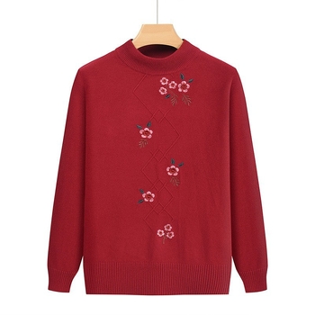 Пуловер с полувисока яка, памук-смесена тъкан, дълги ръкави, полиестер до 30%, пролет 2024, китайски стил, литературно ретро