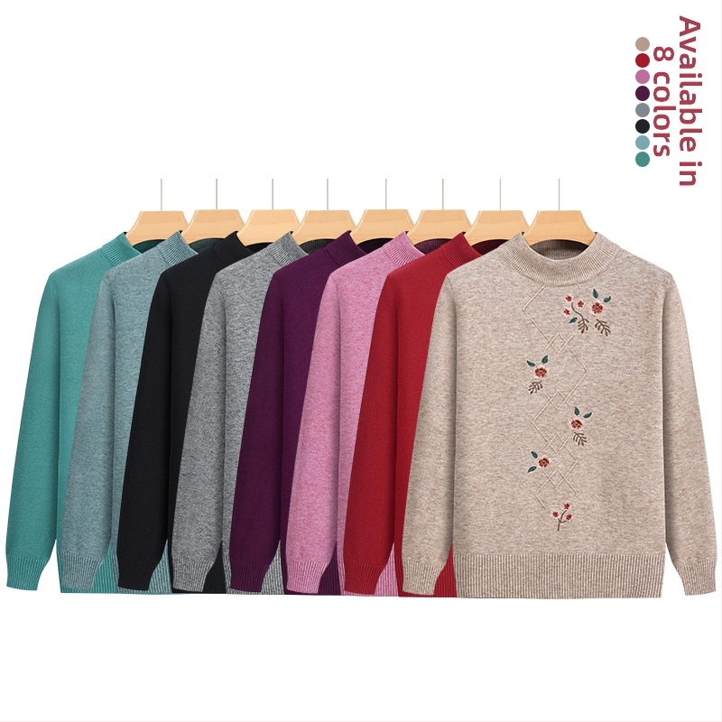 Pulóver s polovičným stojačikom, bavlneno-zmesová látka, dlhé rukávy, ≤30% polyester, jar 2024, čínsky štýl, literárne retro