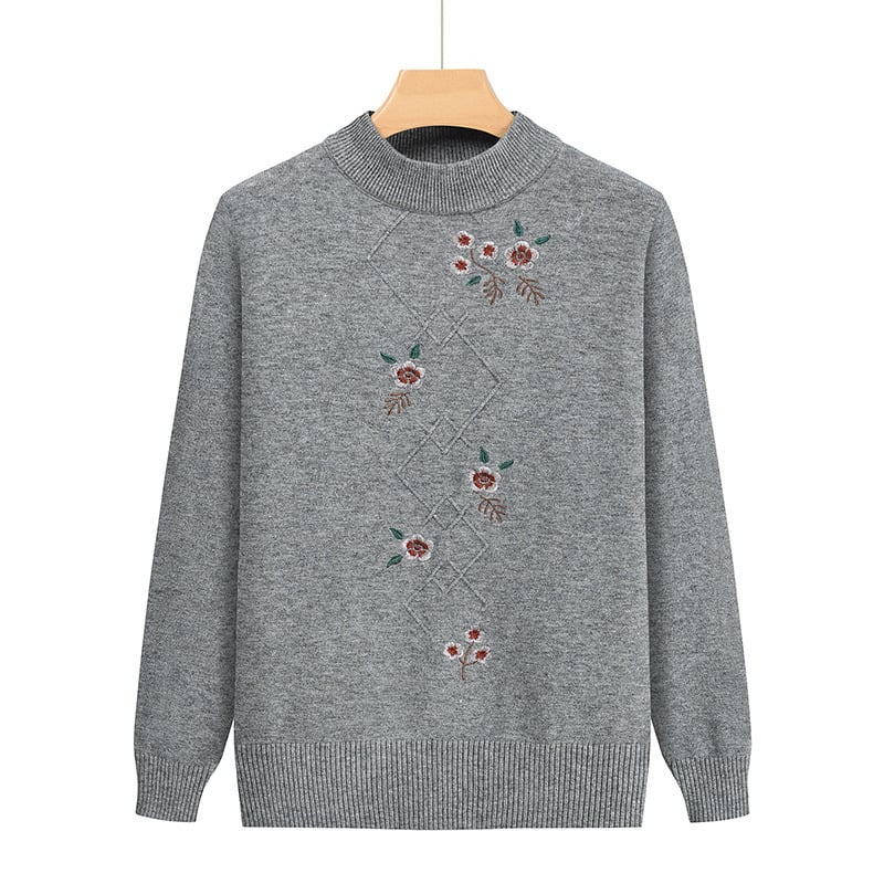 Пуловер с полувисока яка, памук-смесена тъкан, дълги ръкави, полиестер до 30%, пролет 2024, китайски стил, литературно ретро