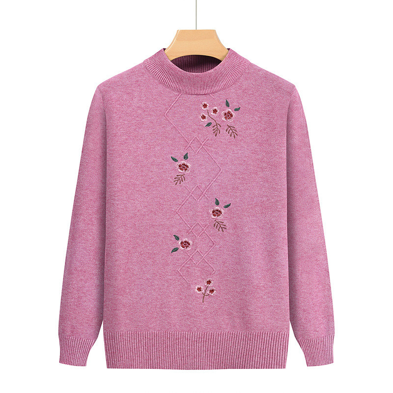 Пуловер с полувисока яка, памук-смесена тъкан, дълги ръкави, полиестер до 30%, пролет 2024, китайски стил, литературно ретро