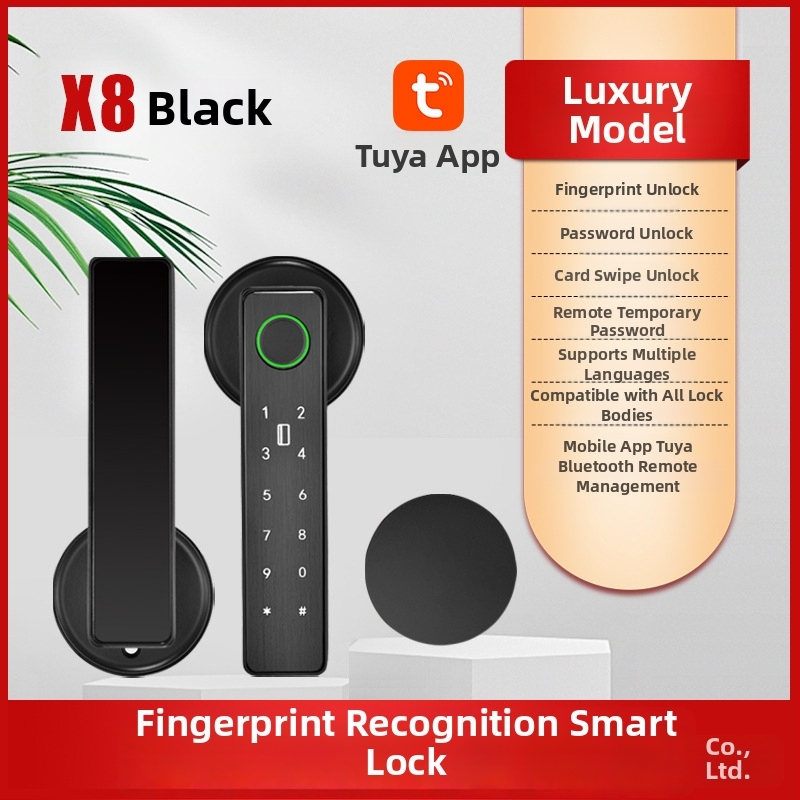 X7 Умна брава за дървени врати – капацитет за отпечатъци 100, време на сканиране 0,01 s, фалшиво разпознаване <0,001%, над 1000 отключвания, захранване AC