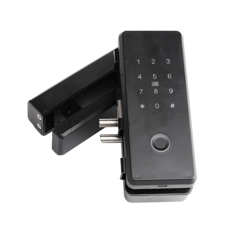 L2 Заключване за стъклена врата с пръстов отпечатък – достъп чрез пръстов отпечатък, карта и парола; дистанционно управление през приложение; без монтажни отвори, безрамков дизайн