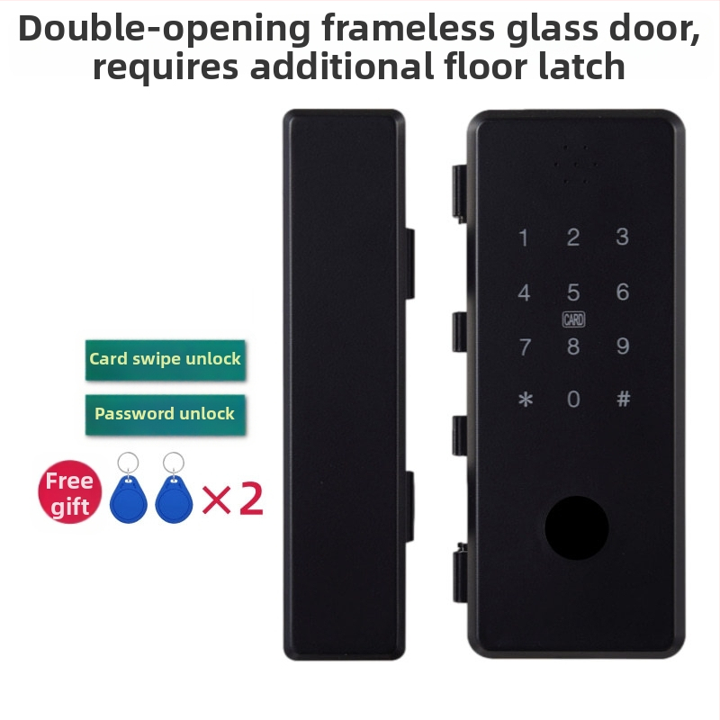 L2 Заключване за стъклена врата с пръстов отпечатък – достъп чрез пръстов отпечатък, карта и парола; дистанционно управление през приложение; без монтажни отвори, безрамков дизайн