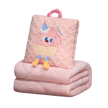 2-в-1 плюшена възглавница и одеяло за кола и офис, мотив сладки бисквитки, модел с принт, пълнеж PP памук