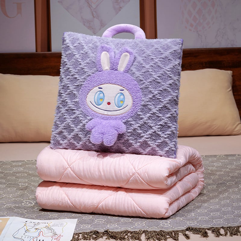 2-в-1 плюшена възглавница и одеяло за кола и офис, мотив сладки бисквитки, модел с принт, пълнеж PP памук