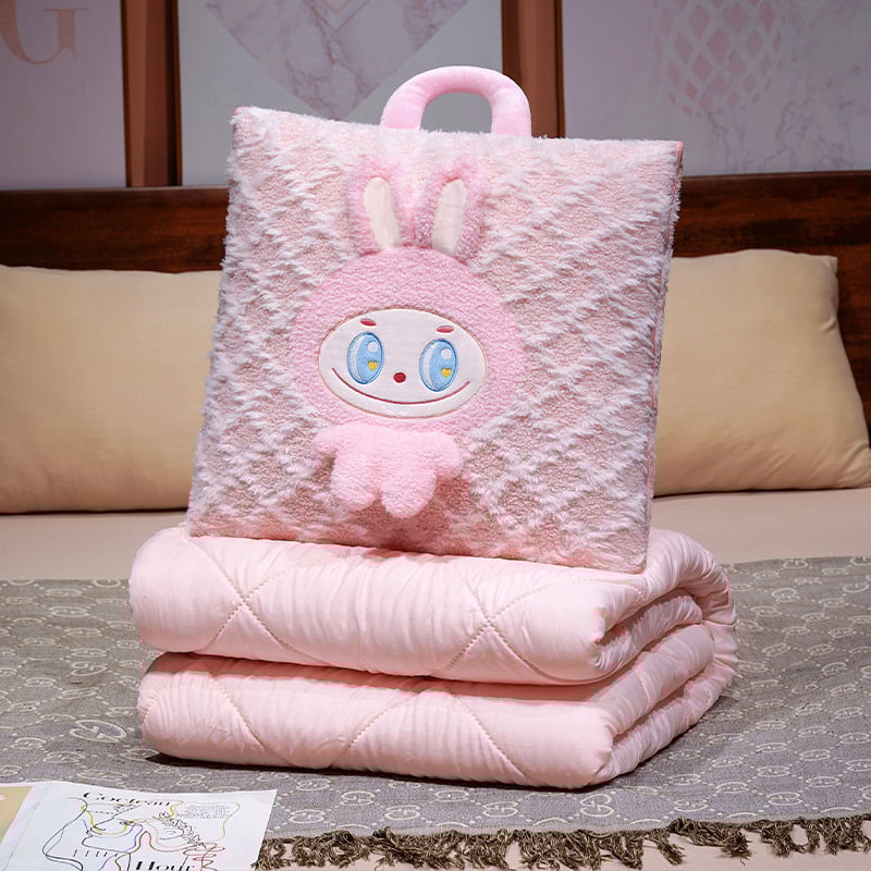 2-в-1 плюшена възглавница и одеяло за кола и офис, мотив сладки бисквитки, модел с принт, пълнеж PP памук