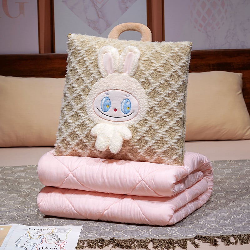 2-в-1 плюшена възглавница и одеяло за кола и офис, мотив сладки бисквитки, модел с принт, пълнеж PP памук