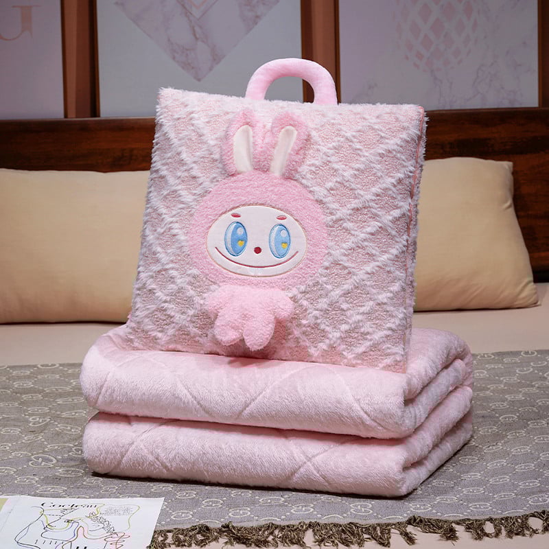 2-в-1 плюшена възглавница и одеяло за кола и офис, мотив сладки бисквитки, модел с принт, пълнеж PP памук