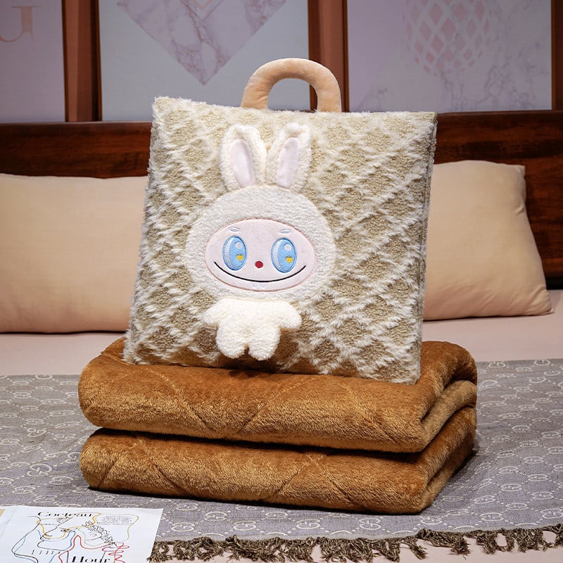 2-в-1 плюшена възглавница и одеяло за кола и офис, мотив сладки бисквитки, модел с принт, пълнеж PP памук