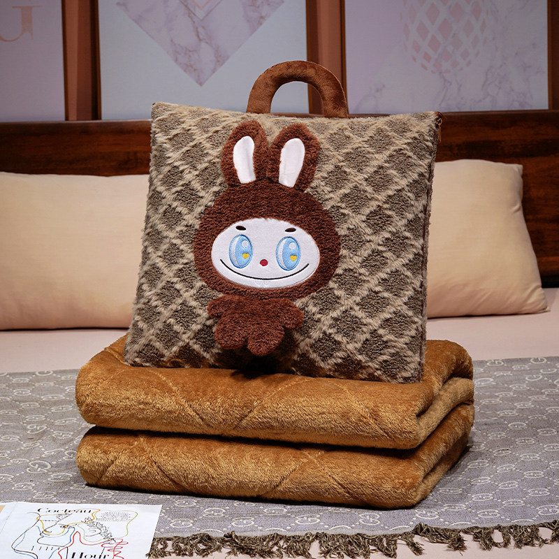 2-в-1 плюшена възглавница и одеяло за кола и офис, мотив сладки бисквитки, модел с принт, пълнеж PP памук