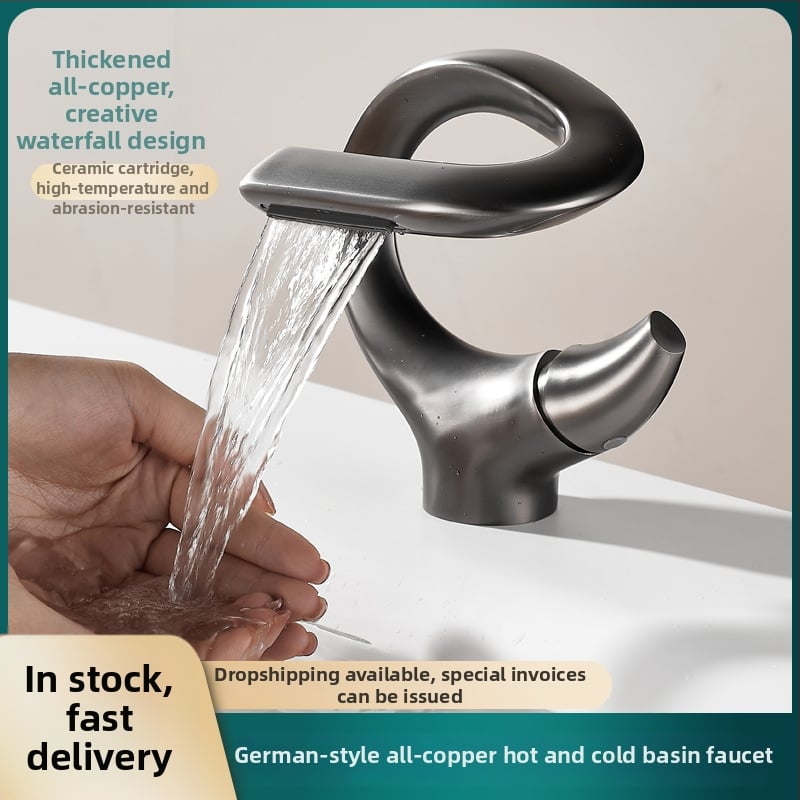 Meďový miešací kohútik pre umývadlo, teplá–studená, model 7012, keramické jadro ventilu, montáž typu sedla