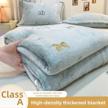 Pătură din fleece coral și lapte, patru anotimpuri, stil simplu modern, sub 300 g