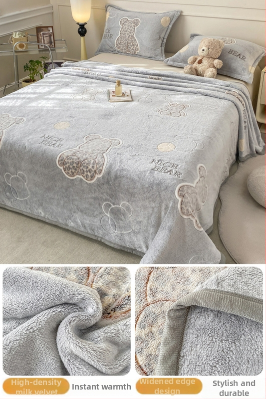 Pătură din fleece coral și lapte, patru anotimpuri, stil simplu modern, sub 300 g