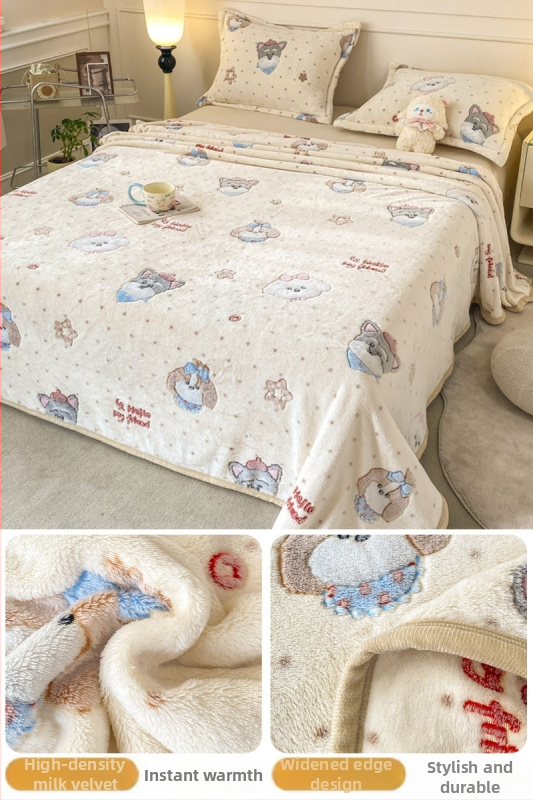 Pătură din fleece coral și lapte, patru anotimpuri, stil simplu modern, sub 300 g