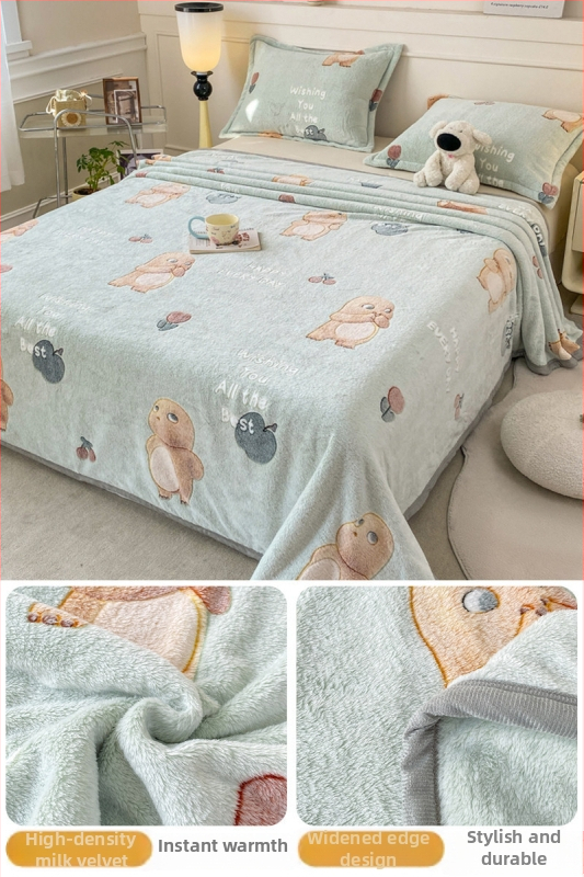 Pătură din fleece coral și lapte, patru anotimpuri, stil simplu modern, sub 300 g