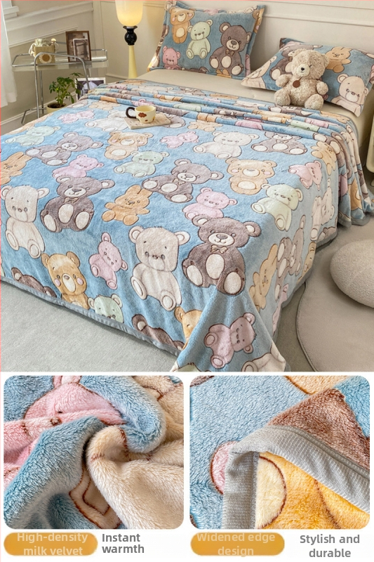 Pătură din fleece coral și lapte, patru anotimpuri, stil simplu modern, sub 300 g