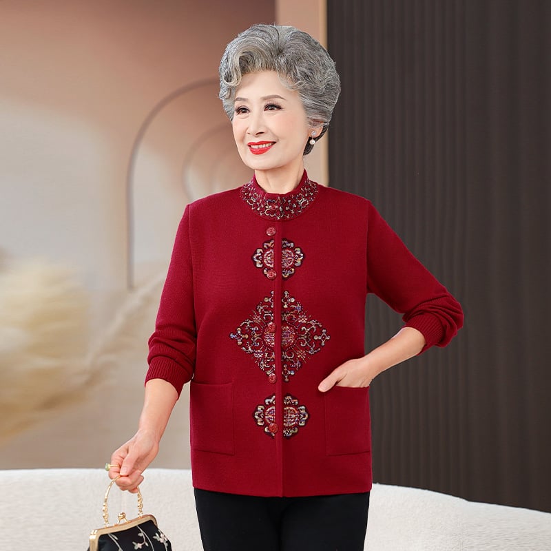 Дамски есенно-зимен плетен кардиган-палто със подплата от флис, дълги ръкави, кръгло деколте, градски стил, полиестрова смес до 30% (Есен 2024)